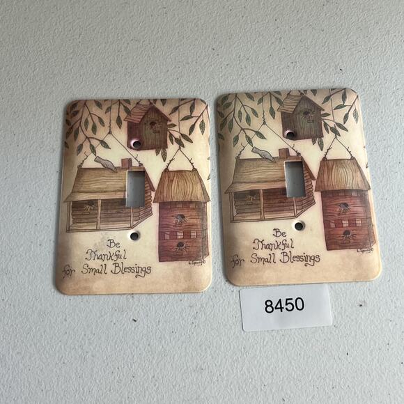 Vintage Light Switch Toggle Cover Plates L. Spivey Birdhouse Be Thankful - Picture 6 of 6